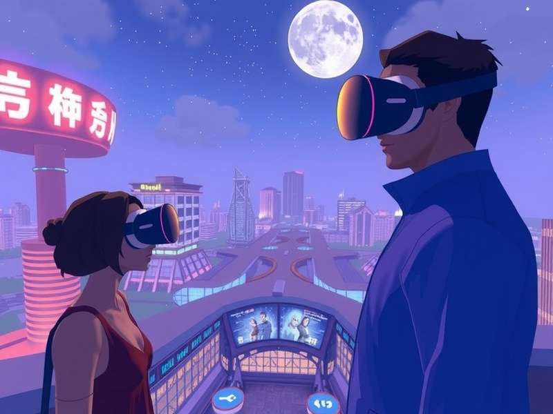 A vibrant VRChat scene showing diverse avatars interacting in a virtual world