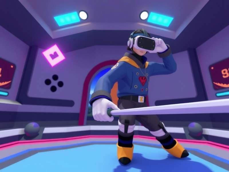 A diverse group of VRChat users interacting in a vibrant virtual world