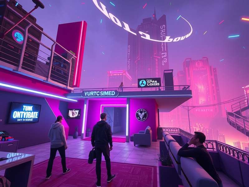 A vibrant VRChat user interacting in a fantastical virtual world