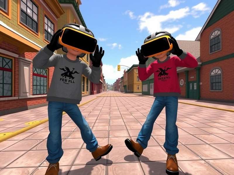 A person laughing while wearing a VR headset, representing VRChat comedy