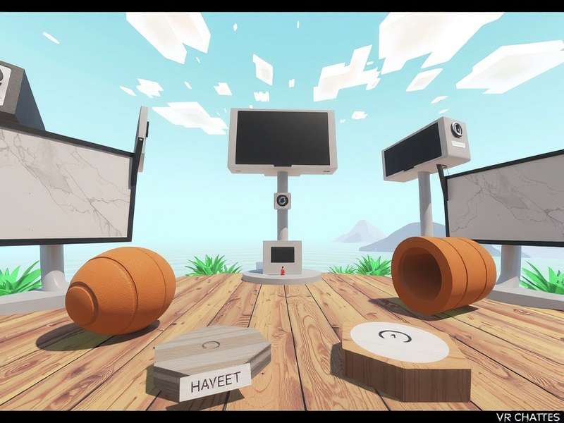 A vibrant VRChat user with a custom avatar in a virtual world