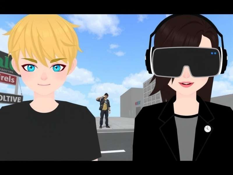 Anime-style VRChat avatar with colorful hair and expressive eyes