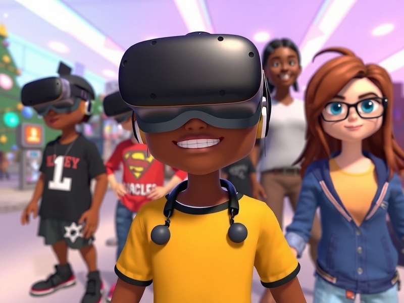 Diverse VRChat avatars interacting in a virtual world