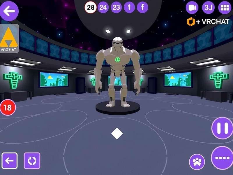 VRChat gameplay showing diverse avatars in virtual world