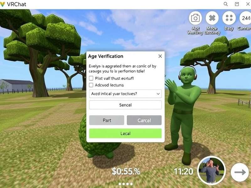 VRChat age verification interface showing safety settings
