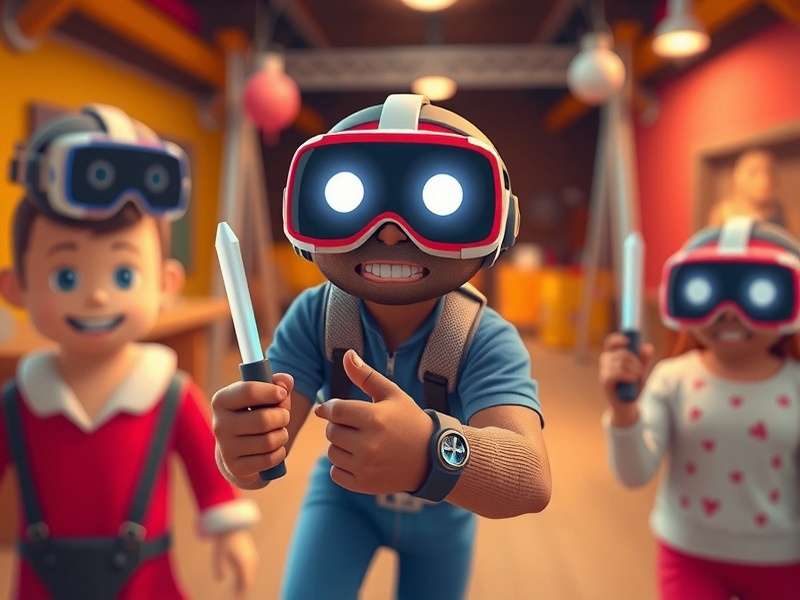 Multiple mobile devices running VRChat in a social setting