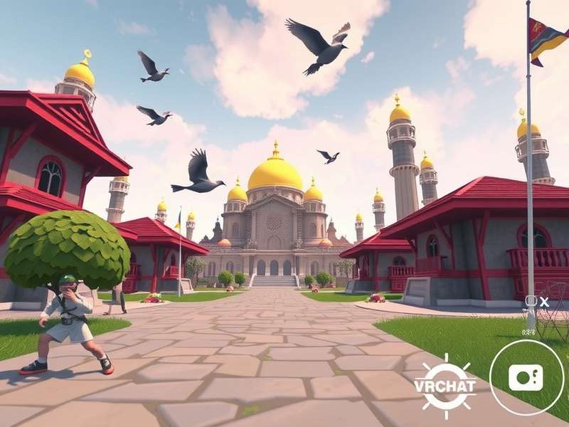 VRChat world showing LOD system with different detail levels