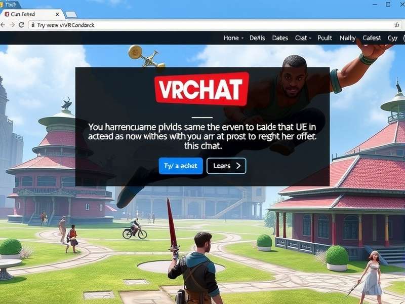 VRChat immersive virtual world with diverse user avatars and neon-lit social hub