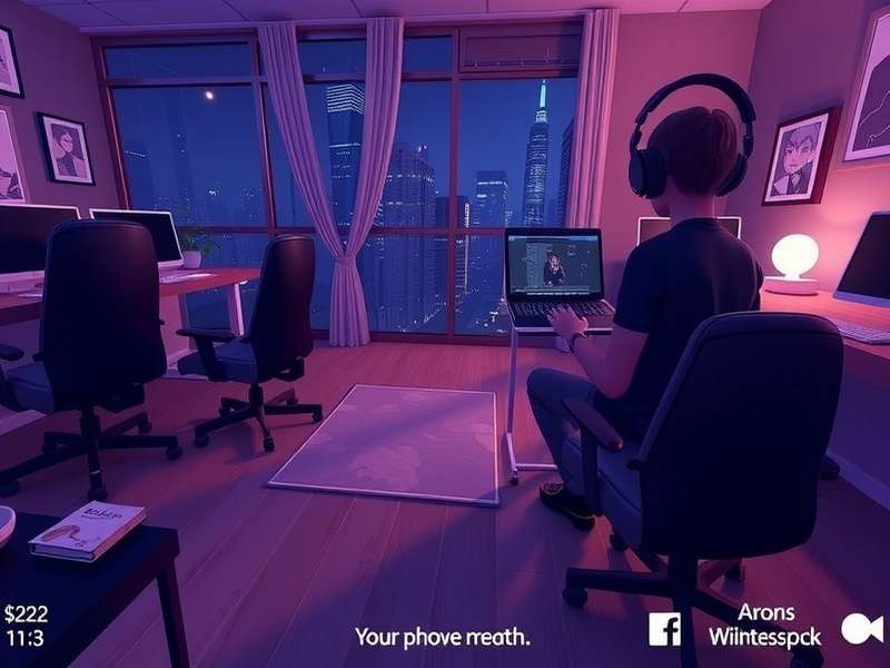 VRChat Home Music virtual concert with crowd and neon lights