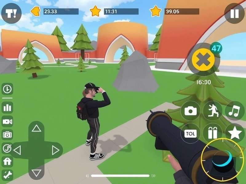 VRChat Mobile Gameplay on smartphone showing a virtual world with avatars