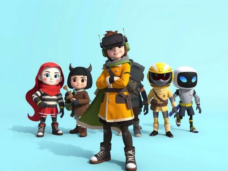 VRChat animated avatar with dynamic lighting and gesture controls in a virtual world