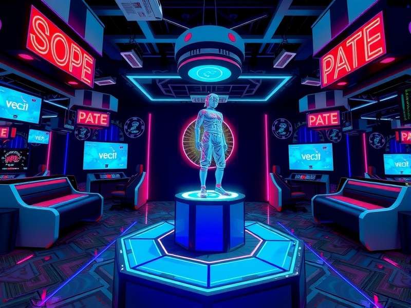 VRChat virtual reality social platform with avatar and neon world